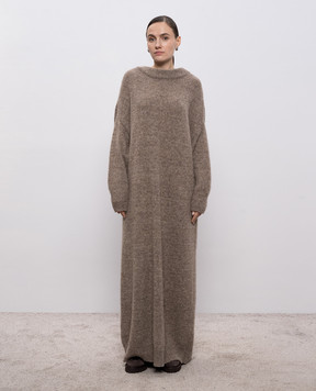 Demiur Коричневое платье макси с шерстью альпаки и кашемиром TIFF302