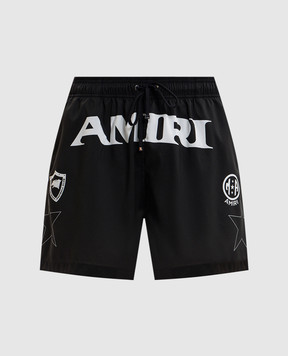 AMIRI Чорні шорти для плавання з принтом логотипа AMBOSW1003