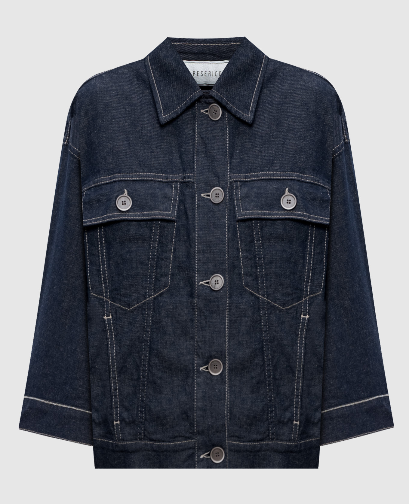 

Синяя джинсовая куртка с льном, Синий, Джинсовые куртки