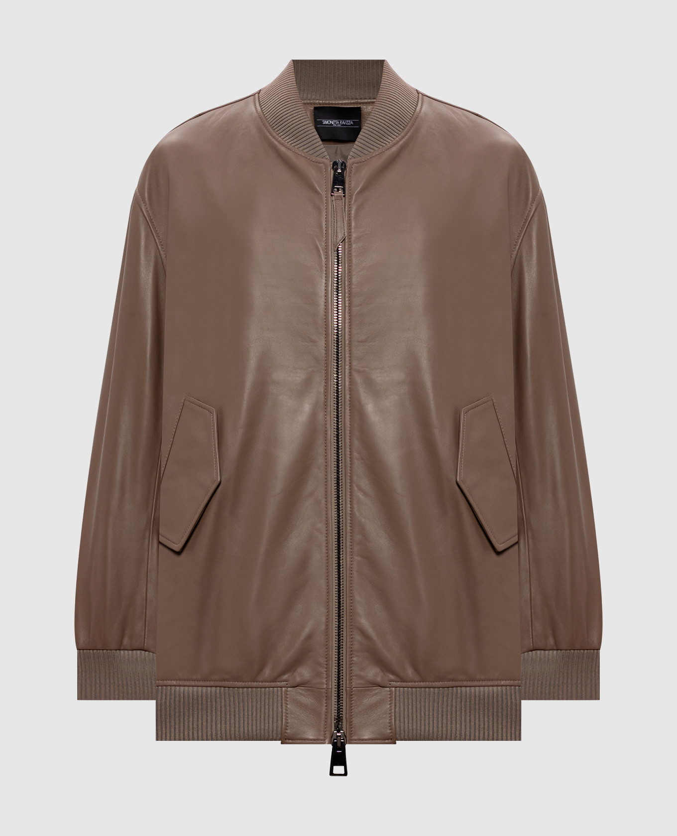 

Коричневый кожаный удлиненный бомбер Petra, Бомберы