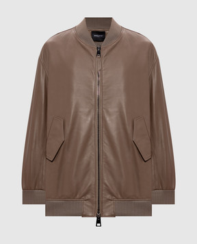 Simonetta Ravizza Коричневый кожаный удлиненный бомбер Petra S06JA76L1