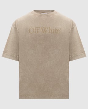 Off-White Футболка Laundry кольору хакі з принтом логотипа 44MAA120F5J00O
