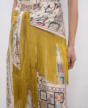 Momoni Белый платок из шелка с бахромой MOSC002MO52B