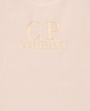C.P. Company Бежева футболка з вишивкою логотипа CNM00QLAA1748