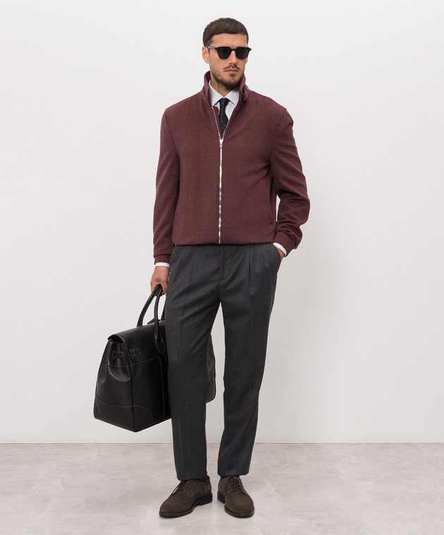 Brunello Cucinelli Темно-серые брюки из шерсти ME226E1710 изображение 2