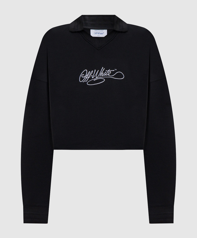 Off-White Чорний світшот з коміром-поло 2FE00633T