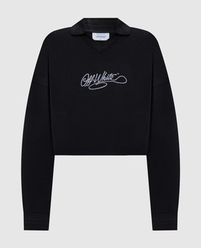 Off-White Чорний світшот з коміром-поло 2FE00633T