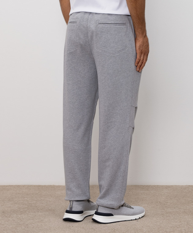 Brunello Cucinelli Серые спортивные брюки с вышивкой MM8263388G изображение 4