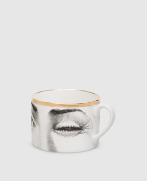 Fornasetti Білий порцеляновий набір для чаю Tema e Variazioni L'antipatico з чашки та блюдця P39Z304