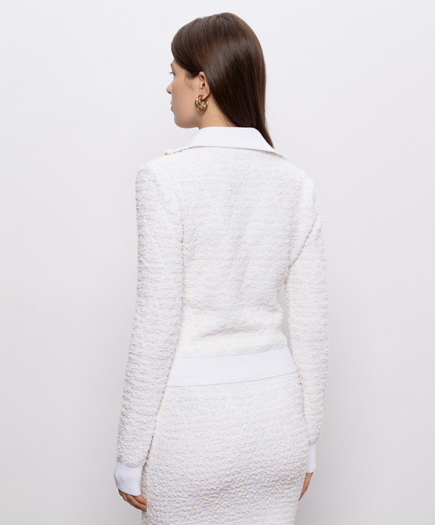 Balmain Твидовый джемпер цвета айвори с шерстью HF1KJ070KK12 изображение 4