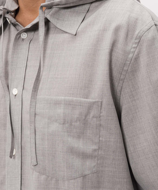 Bottega Veneta Сіра сорочка з вовни із знімним капюшоном 871162V6O60 зображення 4