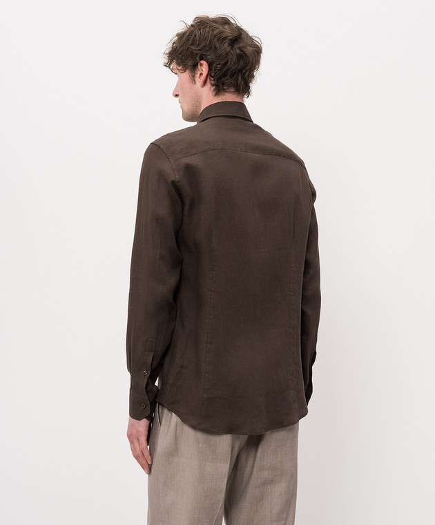 MooRER Коричневая рубашка SORRENTO из льна SORRENTOGLX изображение 4