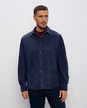 Brunello Cucinelli Синя замшева сорочка MPCFN2039