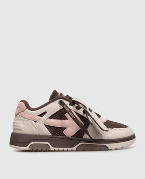 Off-White Коричневые комбинированные кроссовки Slim Out Of Office OWIA276S26LEA001