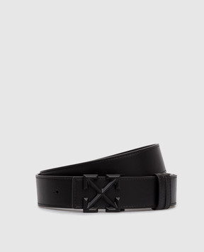 Off-White Чорний двосторонній шкіряний ремінь з емблемою OMRB14GF25LEA002