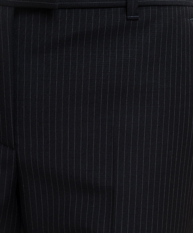 Alexander McQueen Темно-сині штани Bumster з вовною в смужку 869015QJAF4 зображення 5