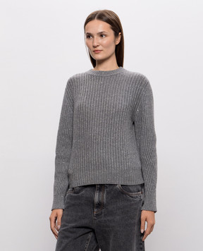 Brunello Cucinelli Серый свитер из кашемира и шерсти MBM753500