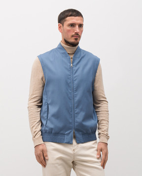 Brett Johnson Синий жилет из шерсти SS26O90LP597OCE