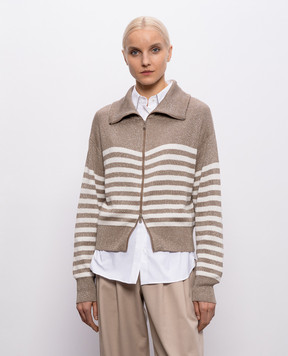 Brunello Cucinelli Коричневый кардиган в полоску с люрексом MAZ230106P