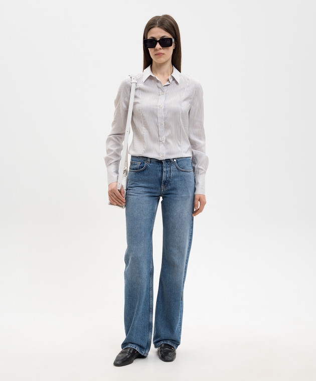 Alexander McQueen Біла сорочка із шовку в смужку 868906QBADY зображення 2