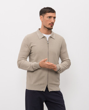 ISAIA Бежевый кардиган из шерсти, шелка и кашемира MG8441Y0537