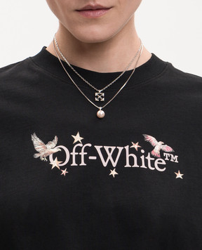 Off-White Серебристая двухслойная цепочка с подвесками OWOB141S26MET001