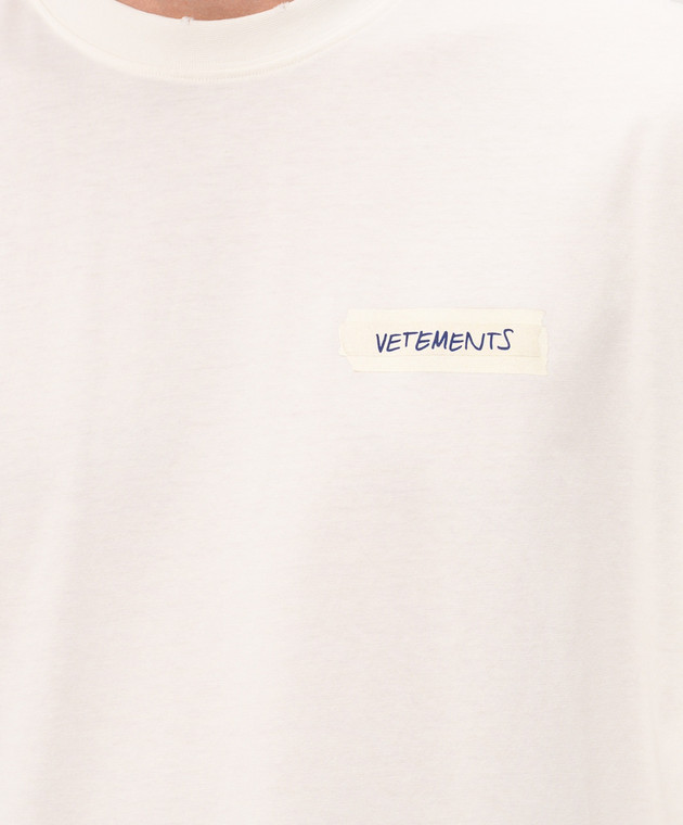 Vetements Футболка цвета айвори с принтом логотипа MH27TR148Wm изображение 5