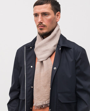 Brunello Cucinelli Бежевый шарф из шелка и льна MSC682OR