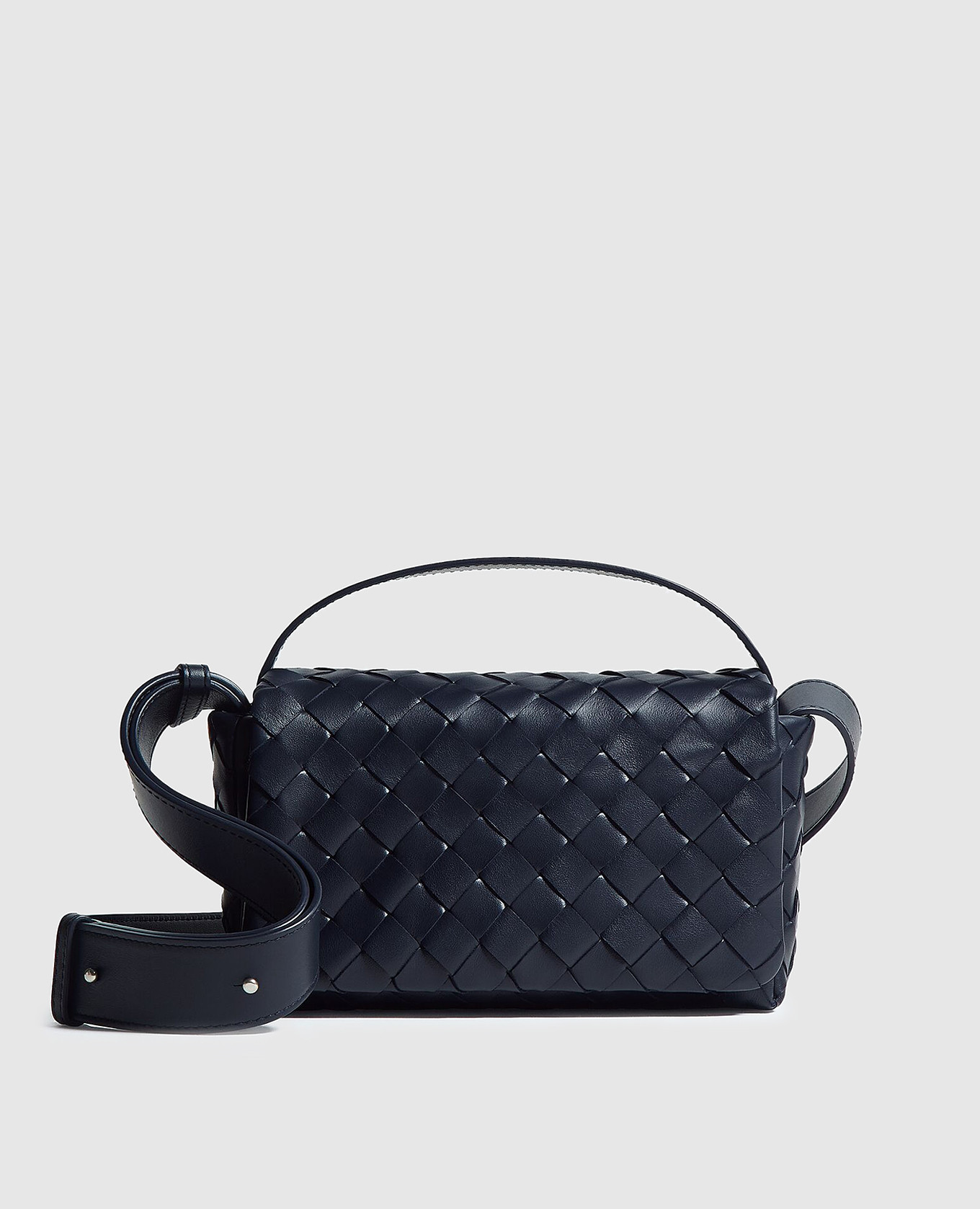 

Синяя кожаная сумка кросс-боди Intrecciato, Синий, Сумки через плечо