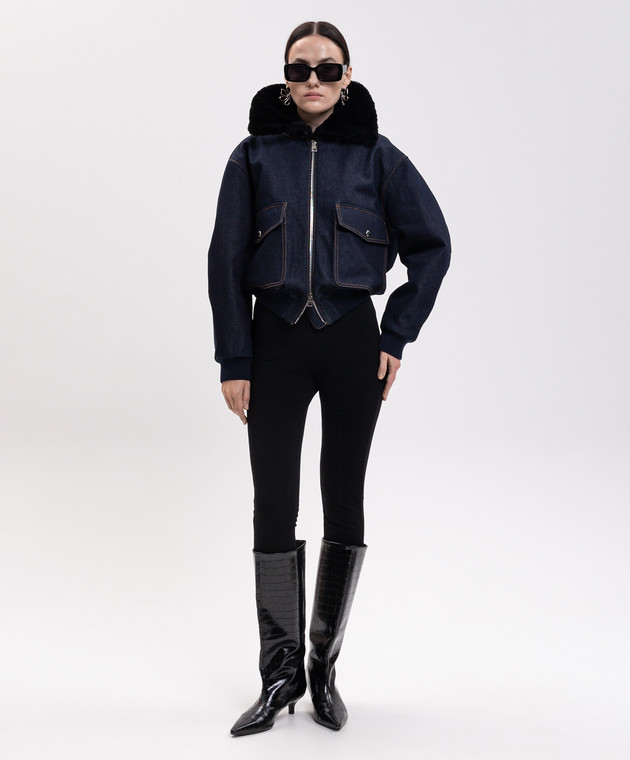 Givenchy Синя джинсова куртка з хутром BW00WJ518W зображення 2