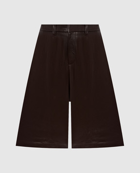 Brunello Cucinelli Коричневые кожаные бермуды с цепочкой мониль MPBURP9306