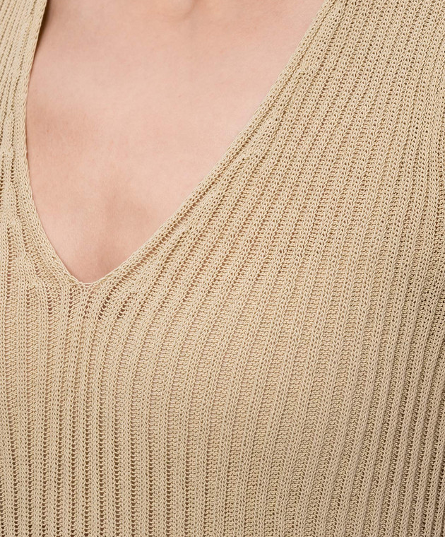 UMA WANG Бежевий топ з бахромою UK7140 зображення 5