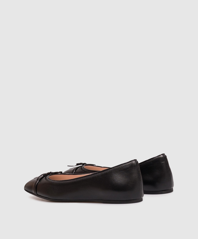 Valentino Черные кожаные балетки 9W2S0QA8URN изображение 2