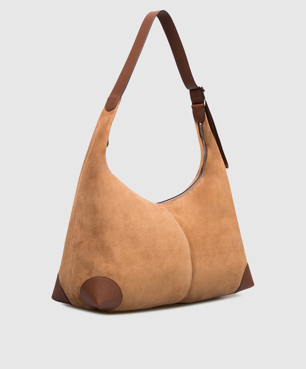 Brunello Cucinelli Коричнева замшева сумка з тисненням логотипа MBDMBU442P зображення 3