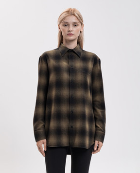 Balenciaga Зеленая рубашка с шерстью в клеточку 872124TVT04