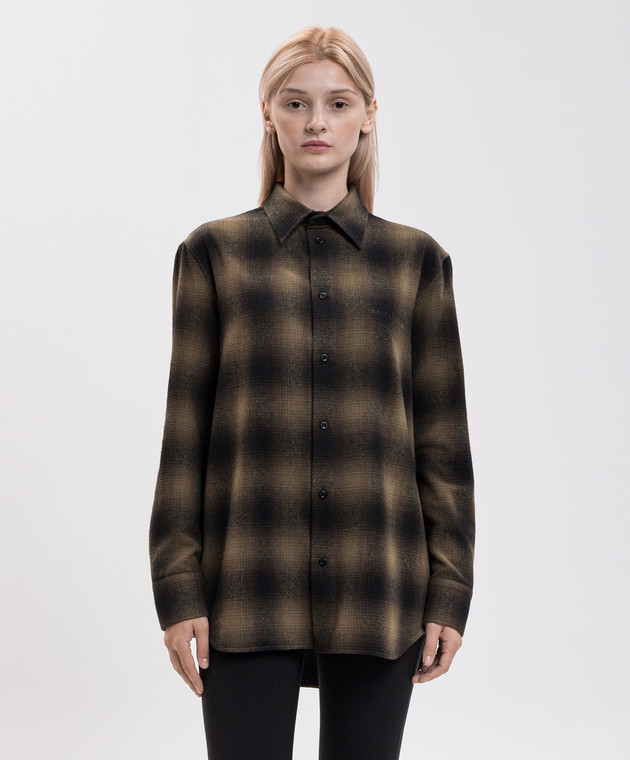 Balenciaga Зеленая рубашка с шерстью в клеточку 872124TVT04 изображение 3