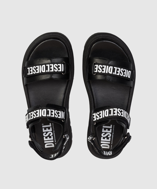 Diesel Дитячі чорні сандалі з принтом логотипа BC1067KF0183640 зображення 4
