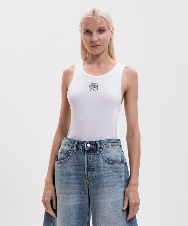 Vetements Белая майка в рубчик MH27TT247W изображение 3