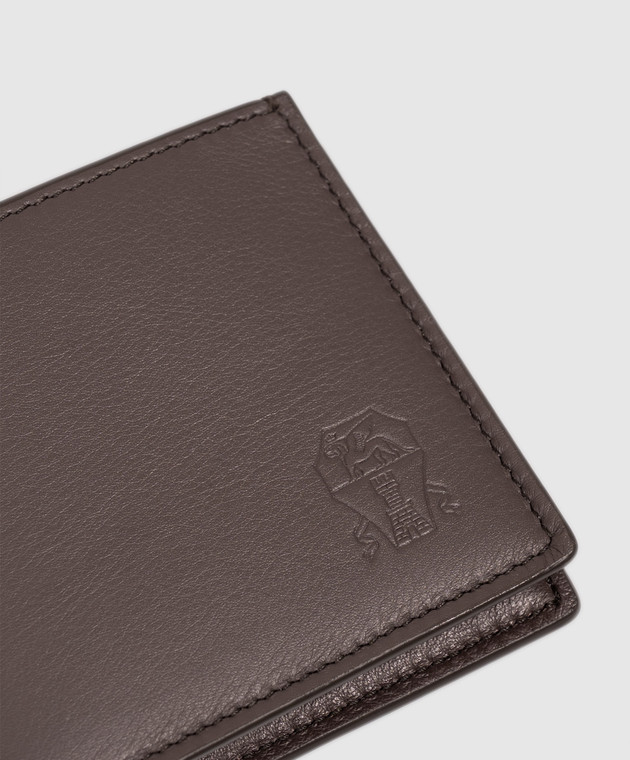 Brunello Cucinelli Коричневый кожаный портмоне Smooth с тиснением эмблемы MWZNBU006 изображение 4