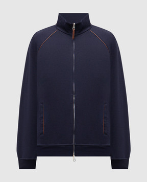 Brunello Cucinelli Синя спортивна куртка з окантуванням MW8639087G