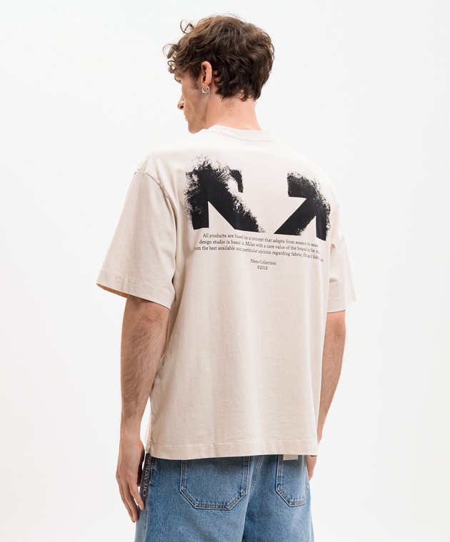 Off-White Бежевая футболка Half Arrow 44MAA120S26J008 изображение 4