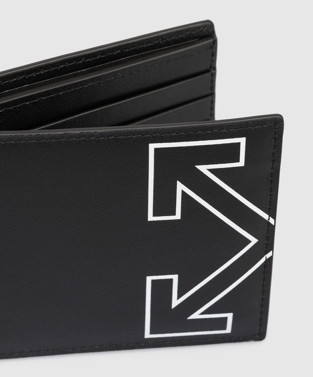 Off-White Чорне шкіряне портмоне з тисненням логотипа OMNC094C99LEA001 зображення 4