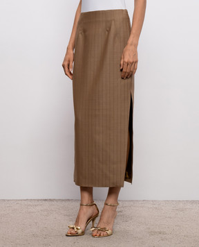 Etro Коричневая юбка из шерсти WRFA021499TJ213