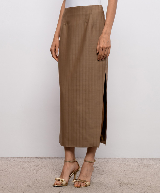 Etro Коричневая юбка из шерсти WRFA021499TJ213 изображение 2