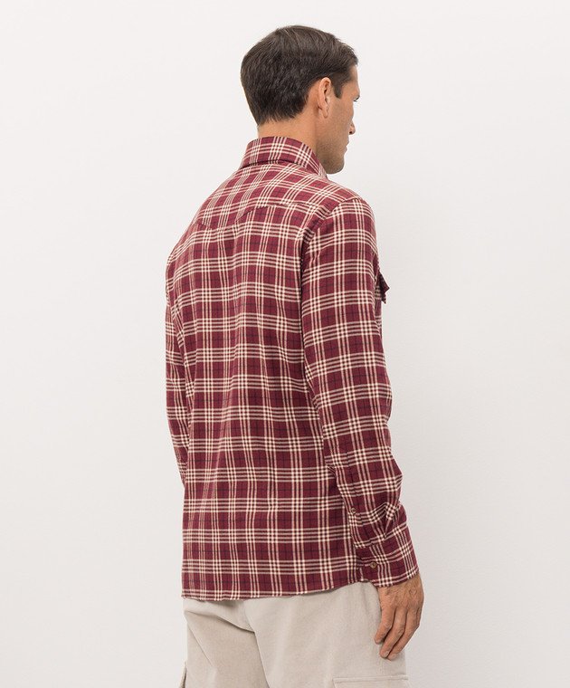 Brunello Cucinelli Красная рубашка в клетку на кнопках MY6554008 изображение 4