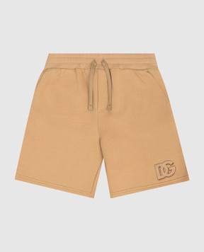 Dolce&Gabbana Дитячі коричневі шорти з нашивкою монограми L4JQU6G7PRO26