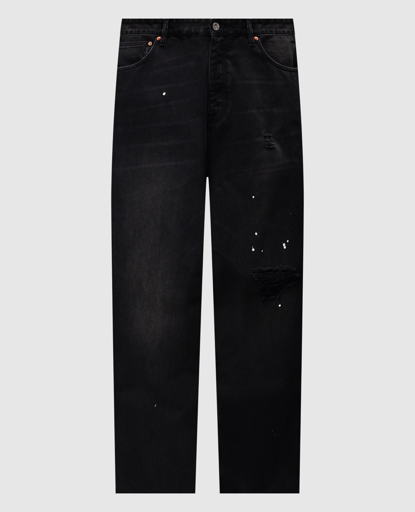 

Черные джинсы с прорехами, Черный, Широкие джинсы