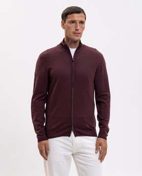 Canali Бордовый кардиган из шерсти MK01149C0022