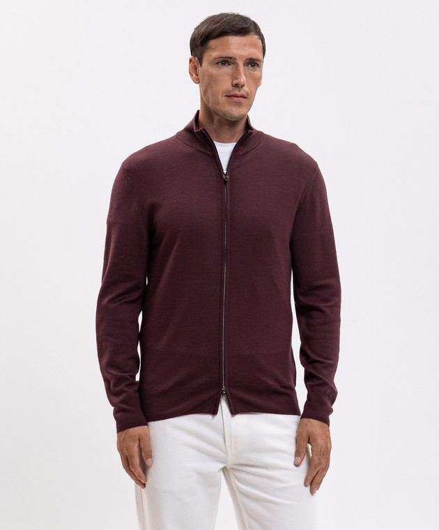 Canali Бордовий кардиган з вовни MK01149C0022 зображення 3