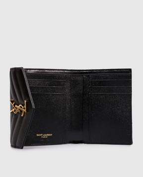 Saint Laurent Черный кожаный портмоне с простежкой 403943BOW01